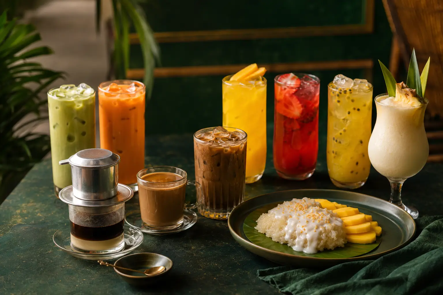 Pho Orlando drinks and mango sticky rice